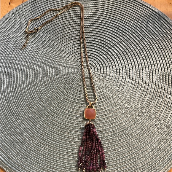 Purple Goldtone Statement Necklaces with Circle Earrings- 5 pieces - Picture 5 of 10